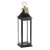 Glossy Black Metal Candle Lantern - 20.5 inches