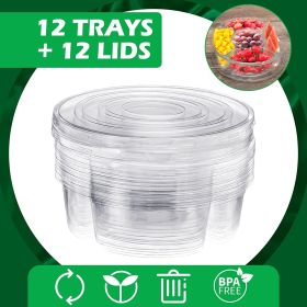 12 Pcs Round Appetizer Serving Trays With Lids 5 Compartment Container Fruit Vegetable Divided Storage Organize