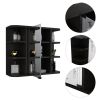 Milan Medicine Cabinet; Six External Shelves Mirror; Three Internal Shelves -Black