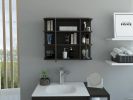 Milan Medicine Cabinet; Six External Shelves Mirror; Three Internal Shelves -Black