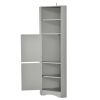 Tall Bathroom Corner Cabinet; Freestanding Storage Cabinet with Doors and Adjustable Shelves; MDF Board; Gray
