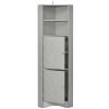 Tall Bathroom Corner Cabinet; Freestanding Storage Cabinet with Doors and Adjustable Shelves; MDF Board; Gray