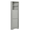 Tall Bathroom Corner Cabinet; Freestanding Storage Cabinet with Doors and Adjustable Shelves; MDF Board; Gray