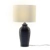 Midas 24.7 Modern LED Bedside Table Lamp with Drum-Shaped Linen Shade