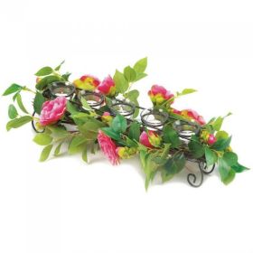 Pink Faux Floral Candle Holder Centerpiece