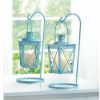 Hanging Railroad Lanterns Pair - Baby Blue