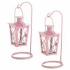 Hanging Railroad Lanterns Pair - Pink