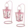 Hanging Railroad Lanterns Pair - Pink