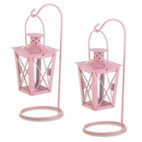 Hanging Railroad Lanterns Pair - Pink