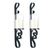 Scrolled Iron Candle Sconce Pair