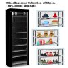 10 Tiers DIY Shoe Cabinet Dustproof Easy Assemble Tidy Shoe Rack Non-Woven Fabric Holding 27 Pair Shoes Brown