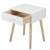One Set of Nightstand with One Drawer, Bedside Table with Pine Legs, Convenient Cabinet, Indoors, Gray XH