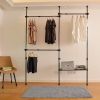 Adjustable Clothing Rack;  Double Rod Clothing Rack;  2 Tier Clothes Rack;  Adjustable Hanger for Hanging Clothes;  Closet Rack;  Freestanding; Black