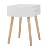One Set of Nightstand with One Drawer, Bedside Table with Pine Legs, Convenient Cabinet, Indoors, Gray XH