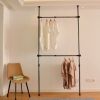 Adjustable Clothing Rack;  Double Rod Clothing Rack;  2 Tier Clothes Rack;  Adjustable Hanger for Hanging Clothes;  Closet Rack;  Freestanding; Black